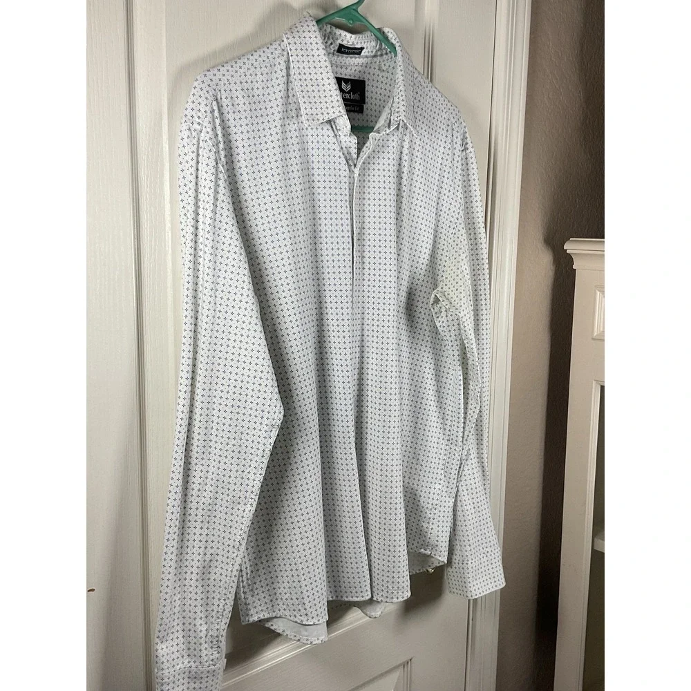 Buttercloth Men's T-Shirt Large White Blue Icy Cotton Regular Fit